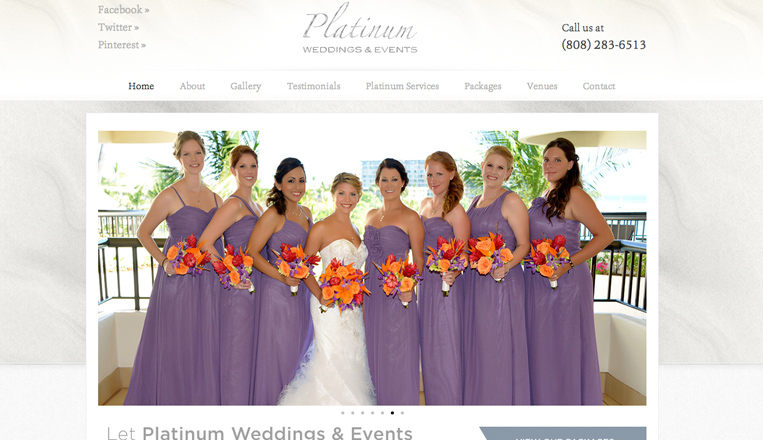 Platinum Weddings & Events Website